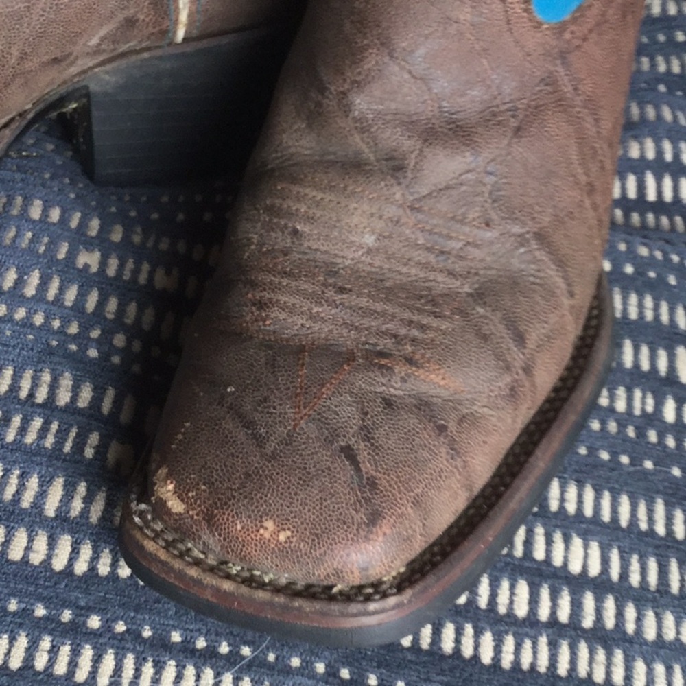 Tony lama buckaroo cowboy rodeo boots western ranch equestrian cowgirl roper - Picture 3 of 12